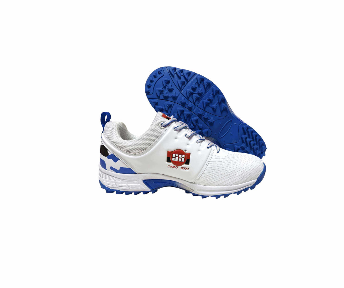 SS TON Camo 9000 Cricket Shoes White Blue